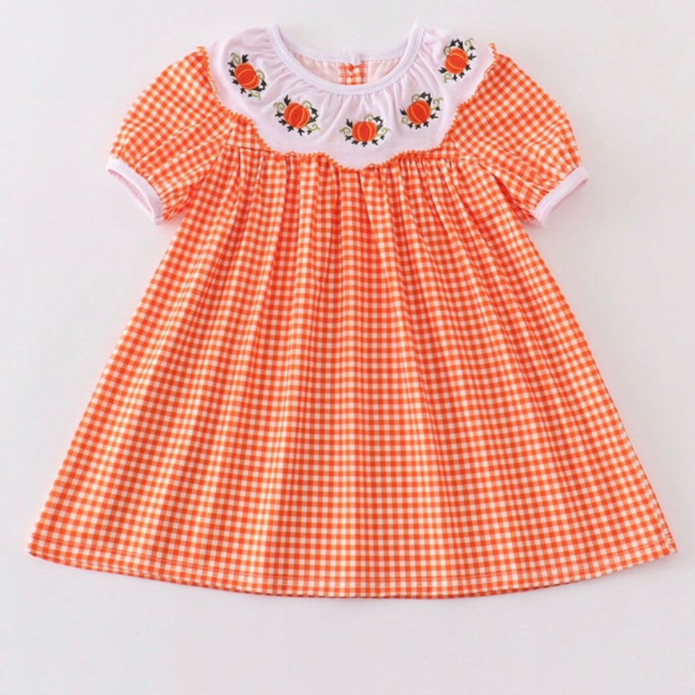 Gingham Pumpkin Orange Dress
